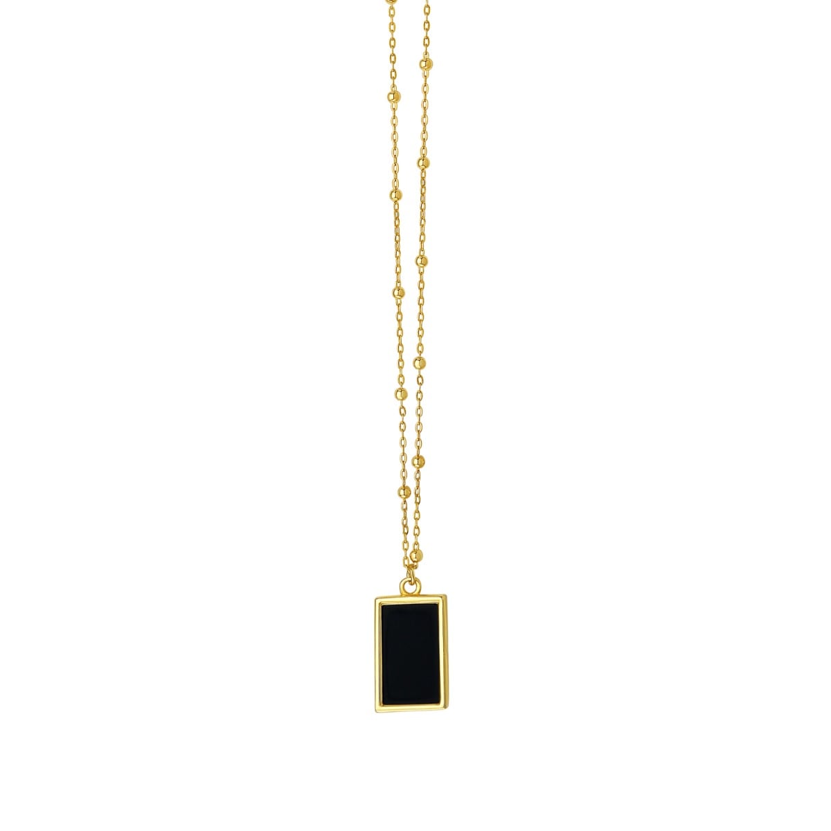 14K Onyx Geometric Rectangle Pendant