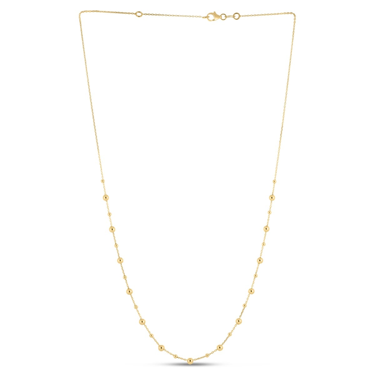 14K Gold Bead Station Necklace