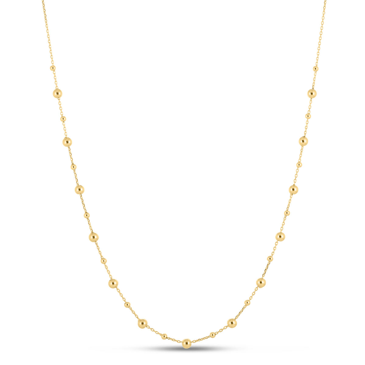 14K Gold Bead Station Necklace
