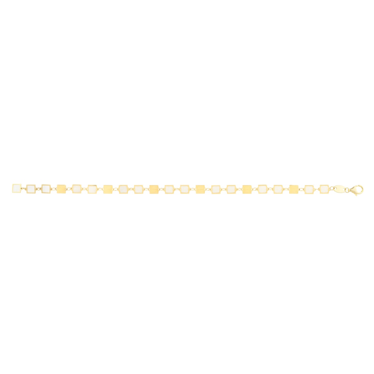 14K MOP Geometric Mirror Gem Chain Bracelet