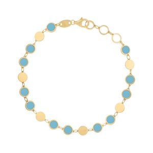 14K Turquoise Geometric Mirror Gem Chain Necklace