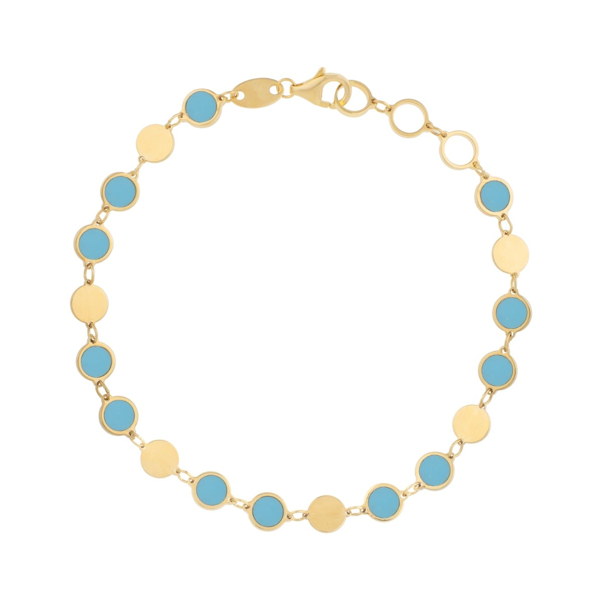 14K Turquoise Geometric Mirror Gem Chain Bracelet