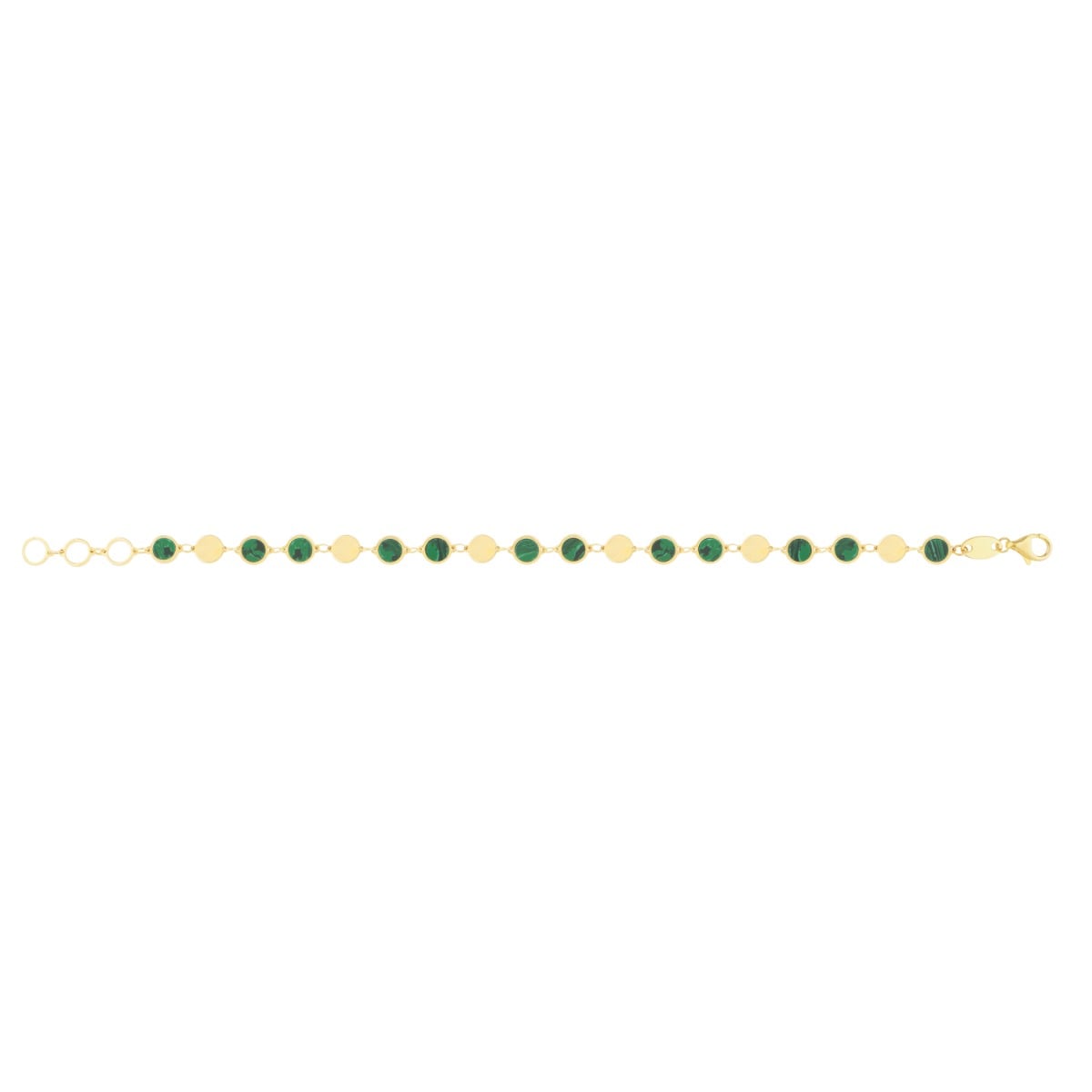 14K Malachite Geometric Mirror Gem Chain Bracelet