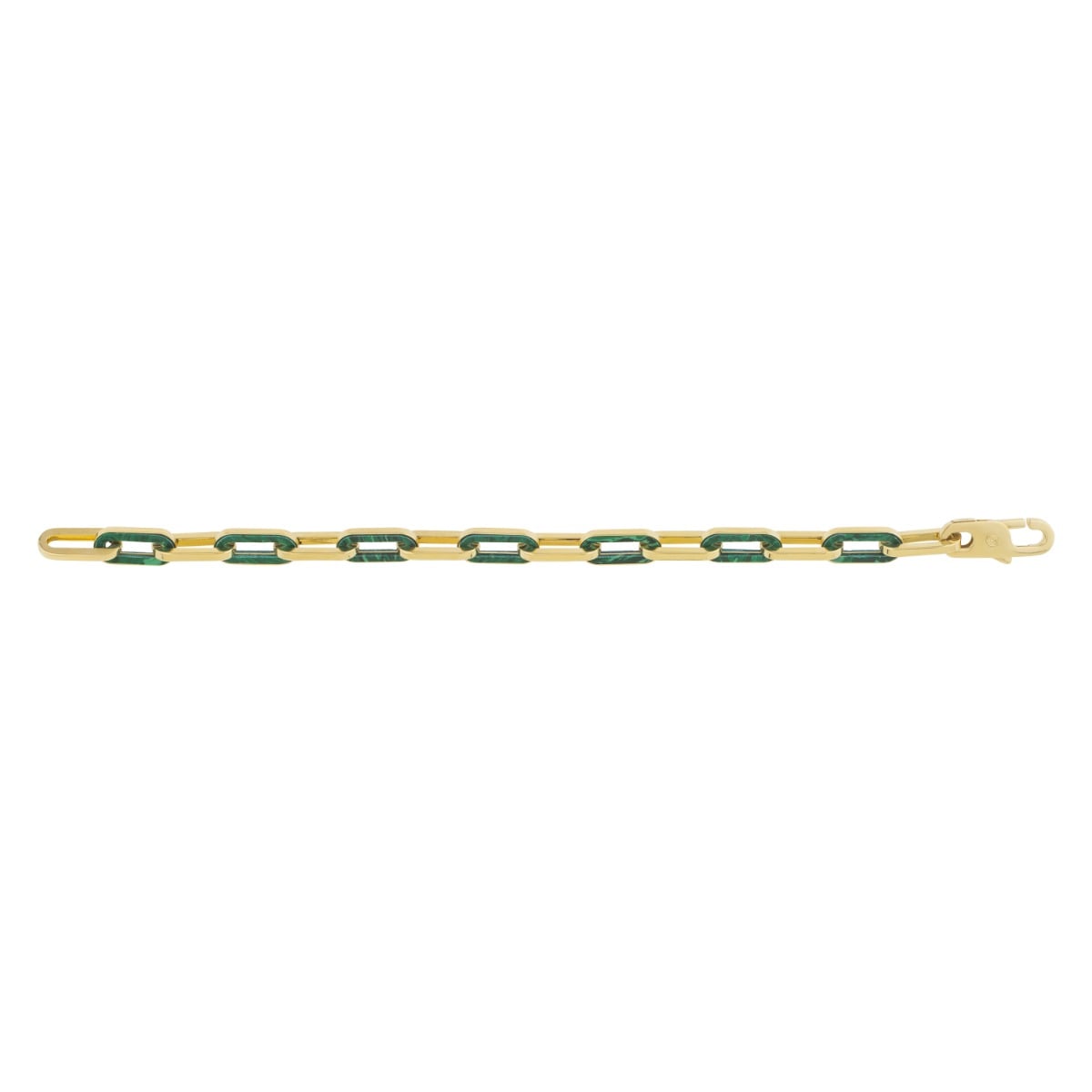 14K Malachite Paperclip Gem Link Bracelet