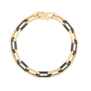 14K Onyx Paperclip Gem Link Bracelet