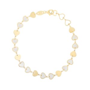 14K MOP Heart Mirror Gem Chain Bracelet