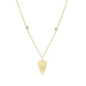 14K Elongated Heart & Bead Station Necklace