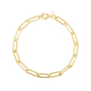 14K Long Domed Paperclip Bracelet