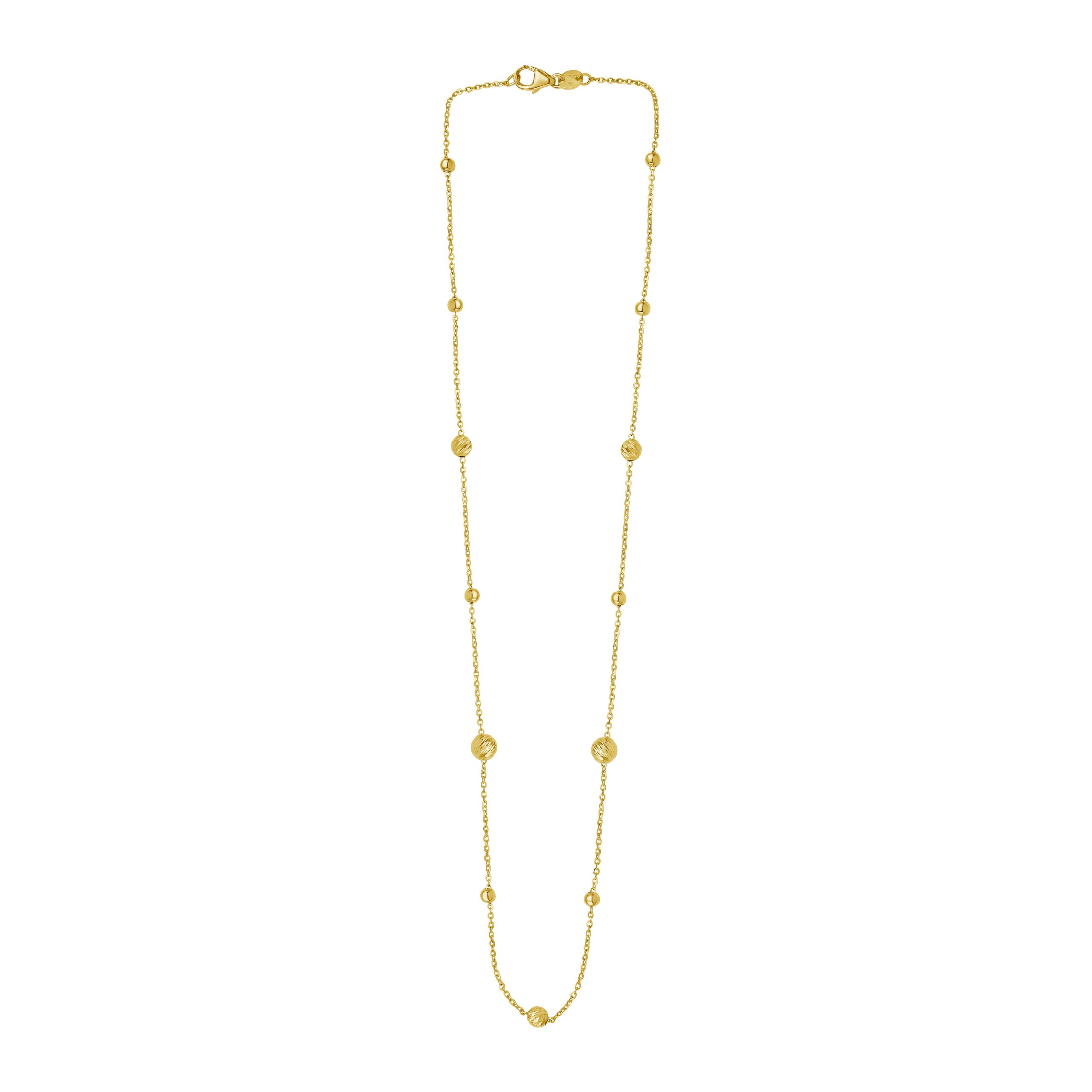 14K Layered Alternating Bead Chain Necklace