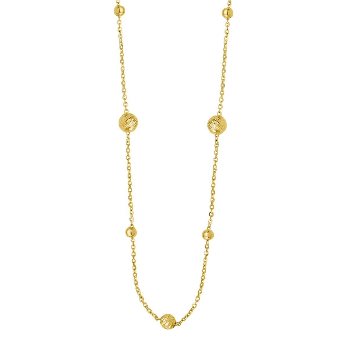 14K Layered Alternating Bead Chain Necklace
