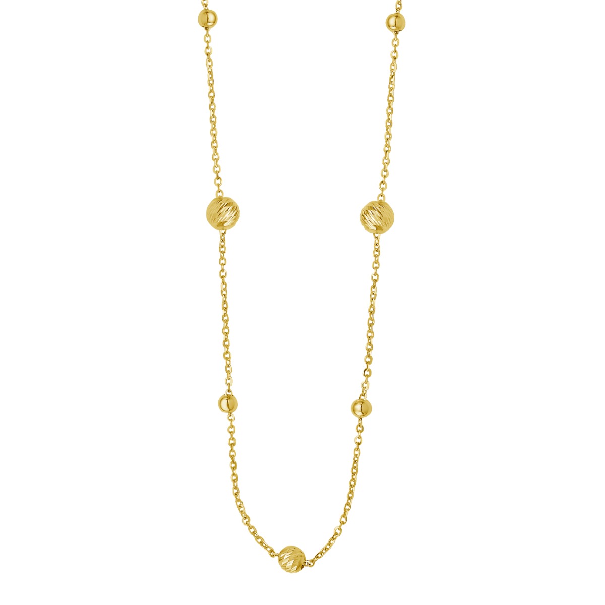 14K Layered Alternating Bead Chain Necklace