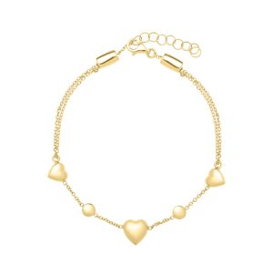 14K Adjustable Puff Heart Bead Bracelet/Anklet