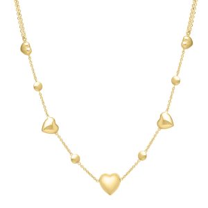 14K Adjustable Puff Heart Bead Necklace