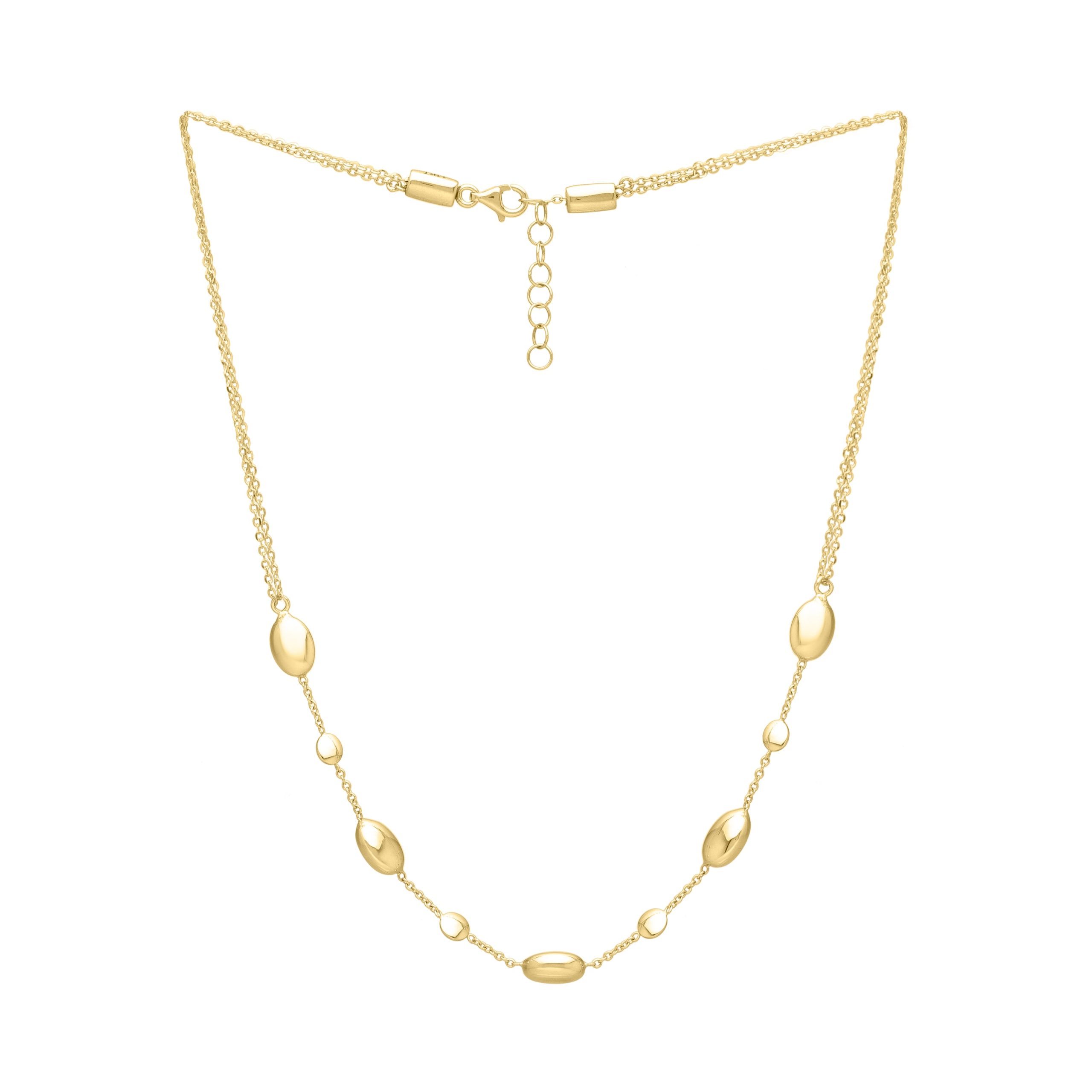 14K Adjustable Puff Pebble Necklace