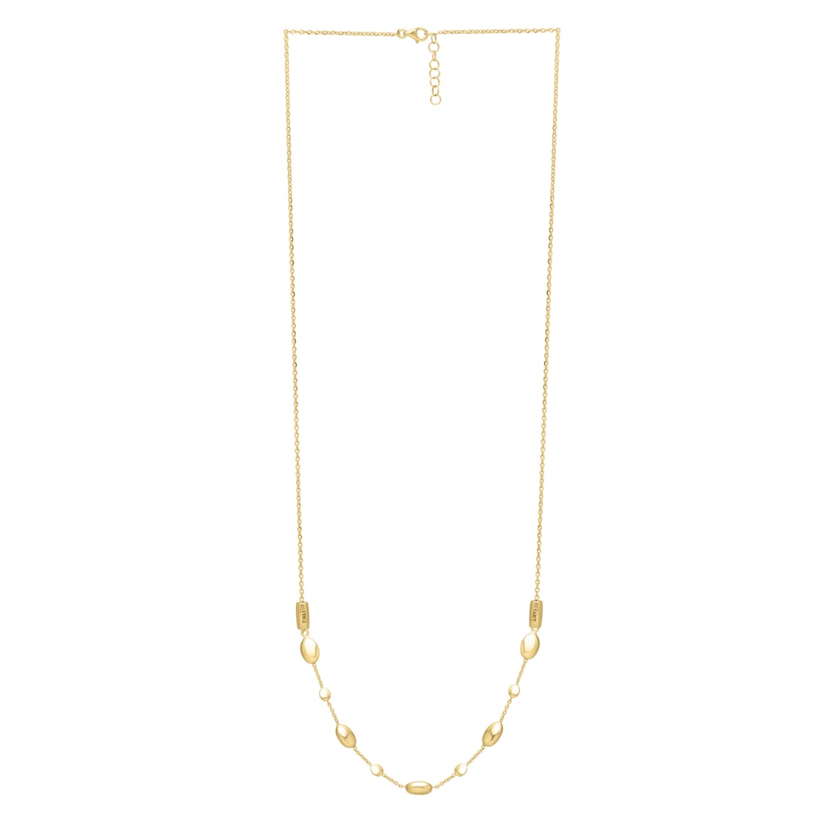 14K Adjustable Puff Pebble Necklace