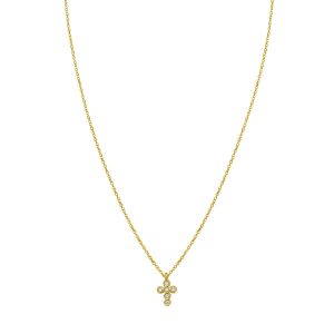 14K Petite Diamond Cross Necklace