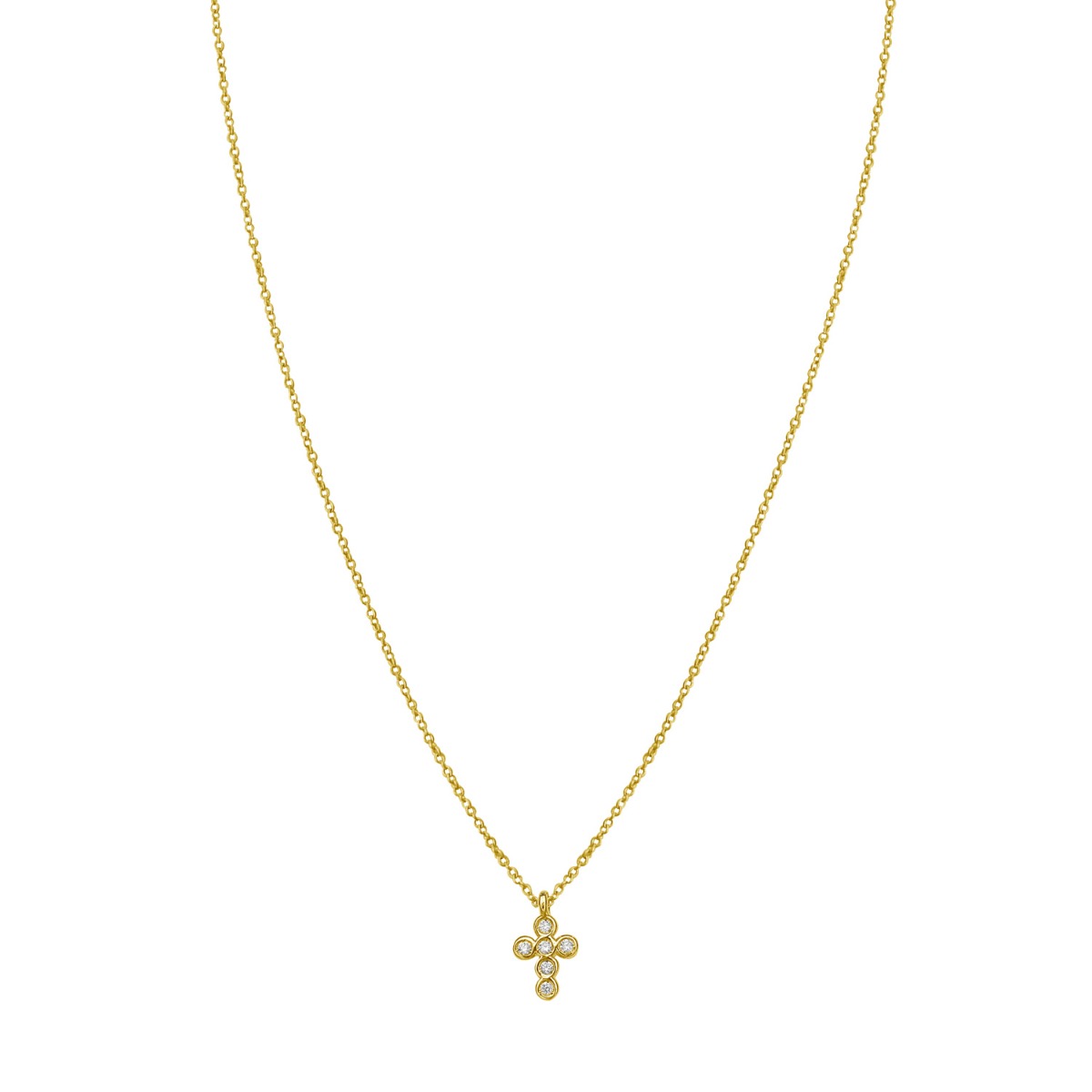 14K Petite Diamond Cross Necklace