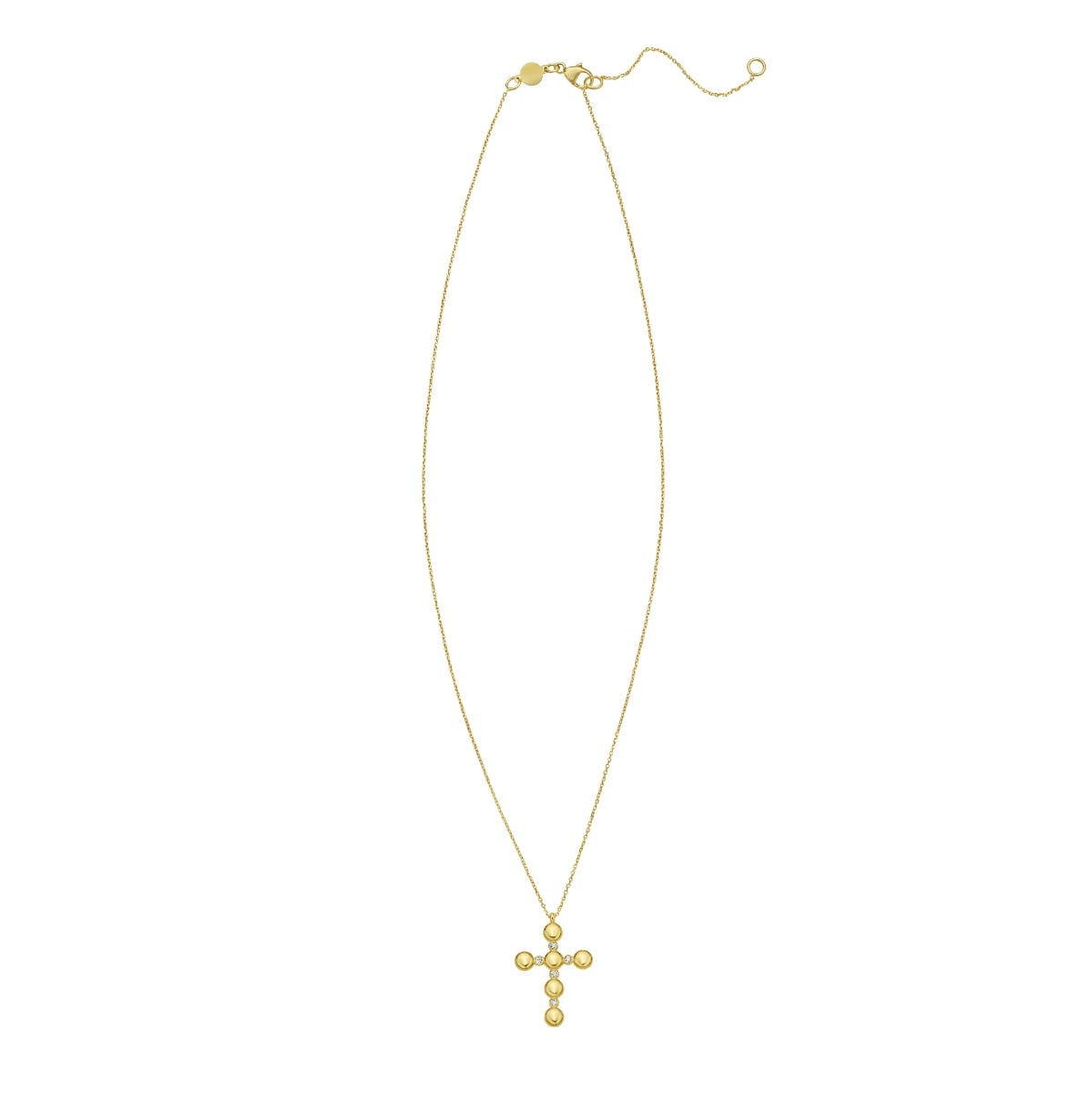 14K Diamond Cross Bauble Necklace