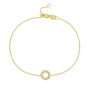 14K Petite Diamond Circle Bracelet