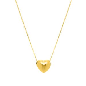 14K Gold Small Puffed Up Heart Necklace