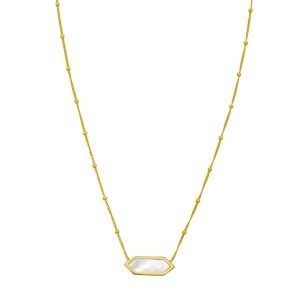 14K Hexagon Mother of Pearl Necklace