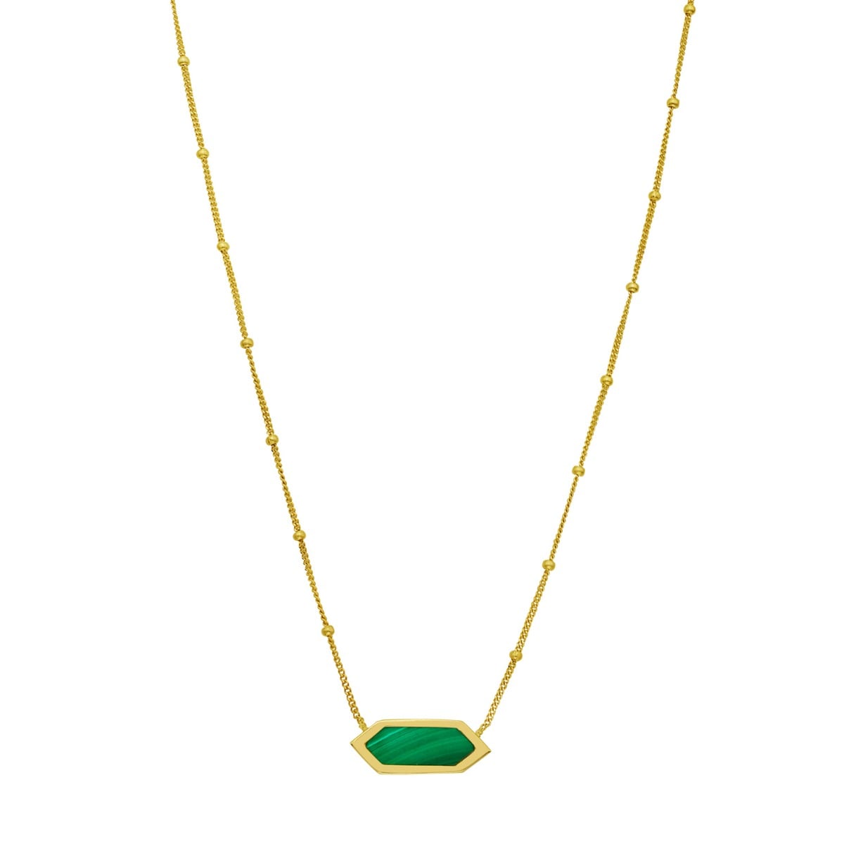 14K Hexagon Malachite Necklace