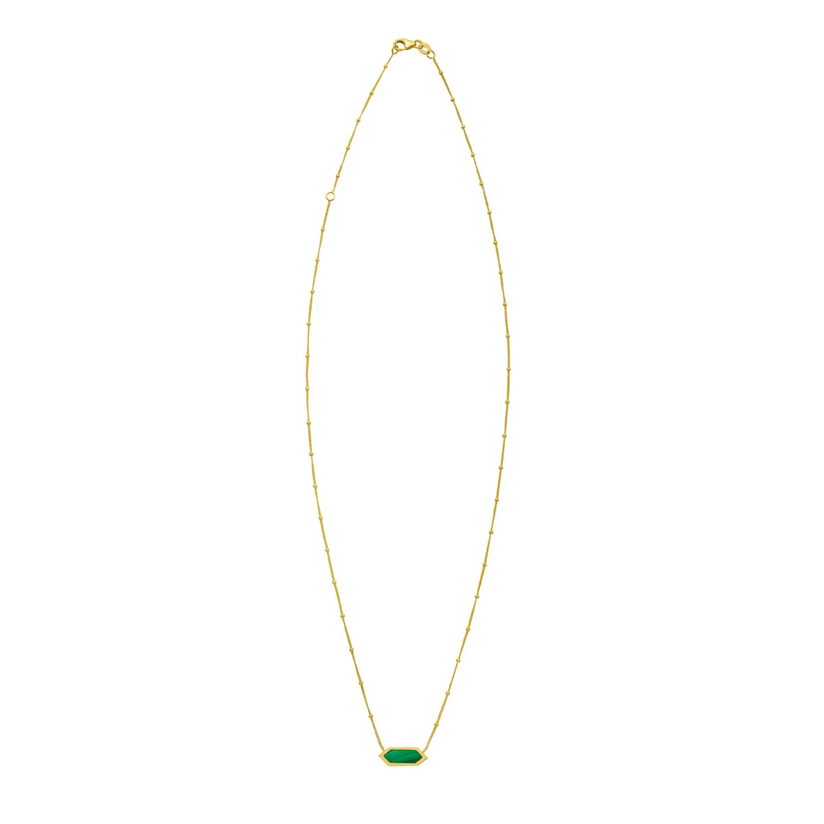 14K Hexagon Malachite Necklace