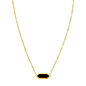 14K Hexagon Onyx Necklace