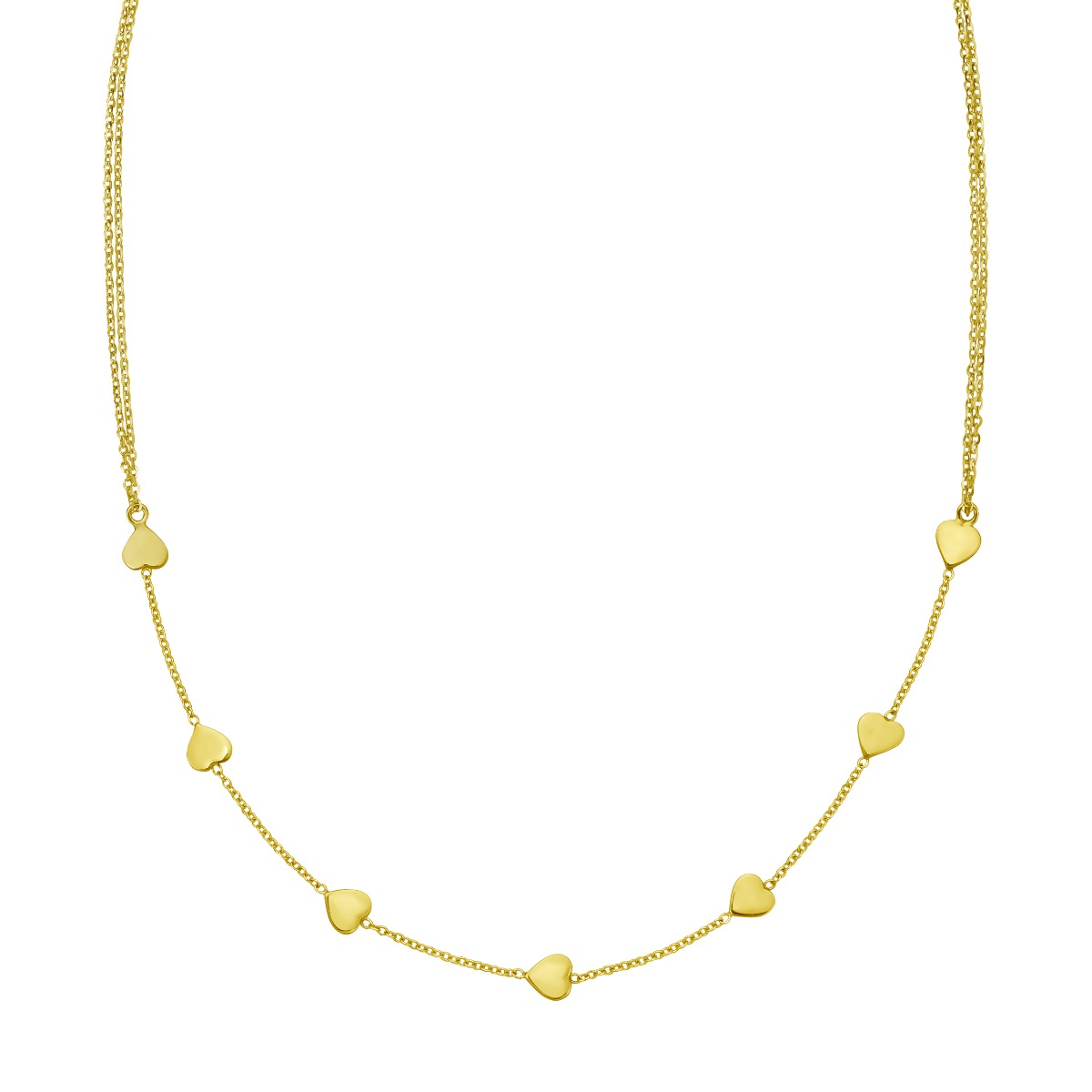 14K Adjustable Heart Link Necklace