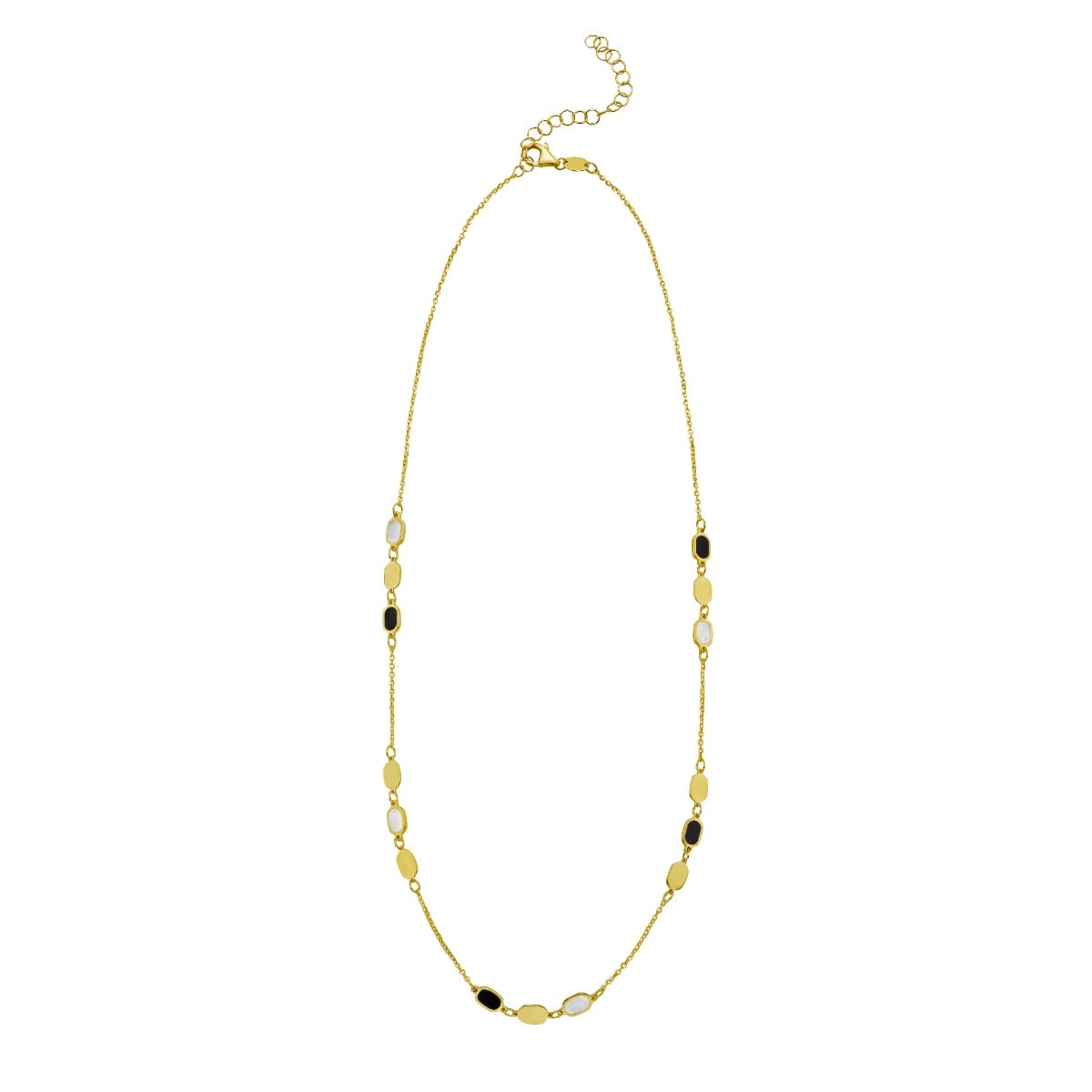 14K Onyx & MOP Inlay Links Necklace