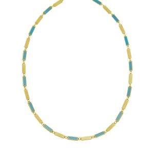 14K Turquoise Rectangle Links Necklace