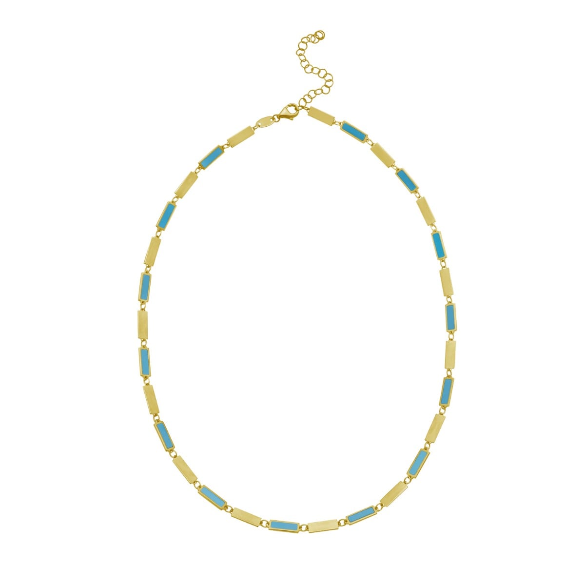 14K Turquoise Rectangle Links Necklace