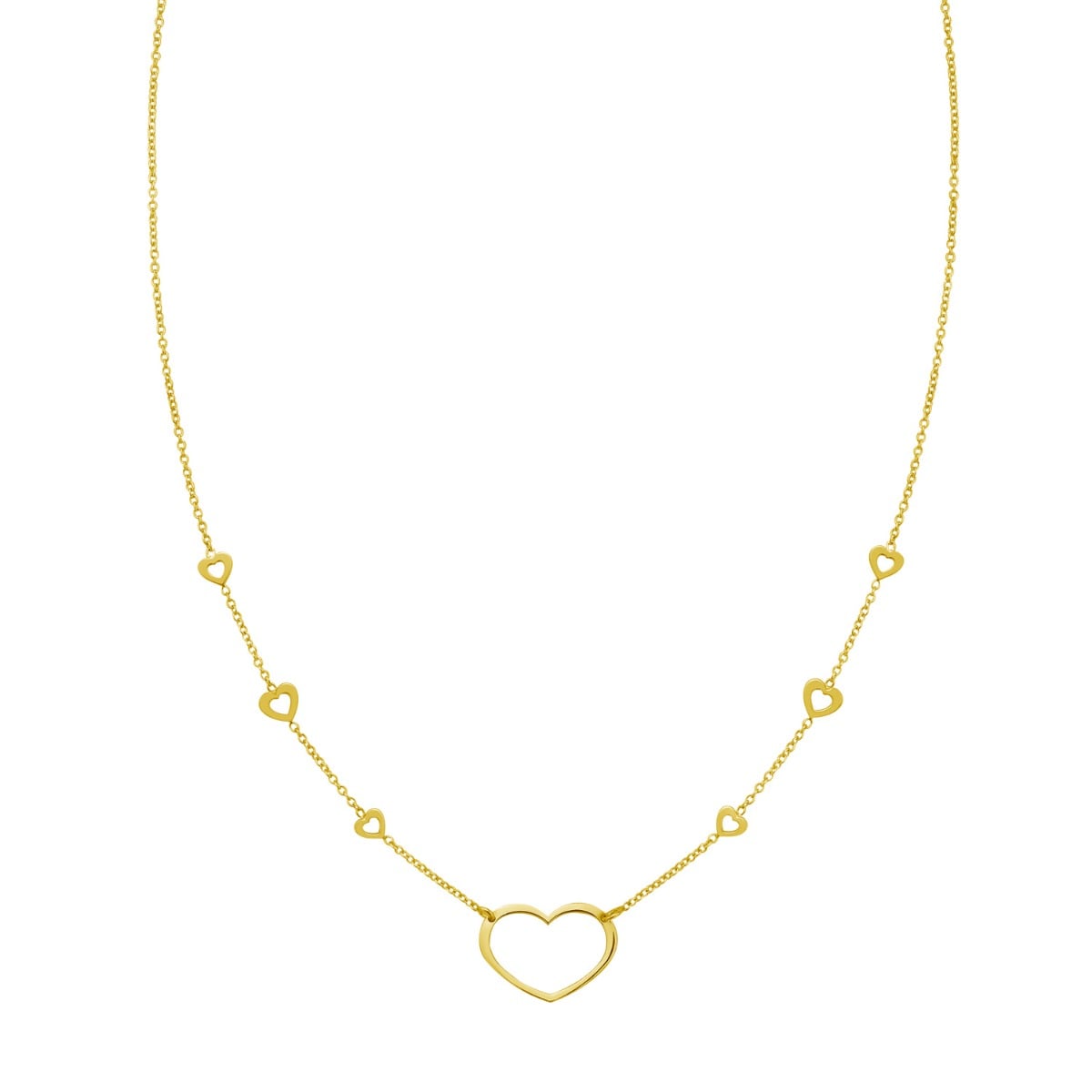 14K Open Heart Station Necklace