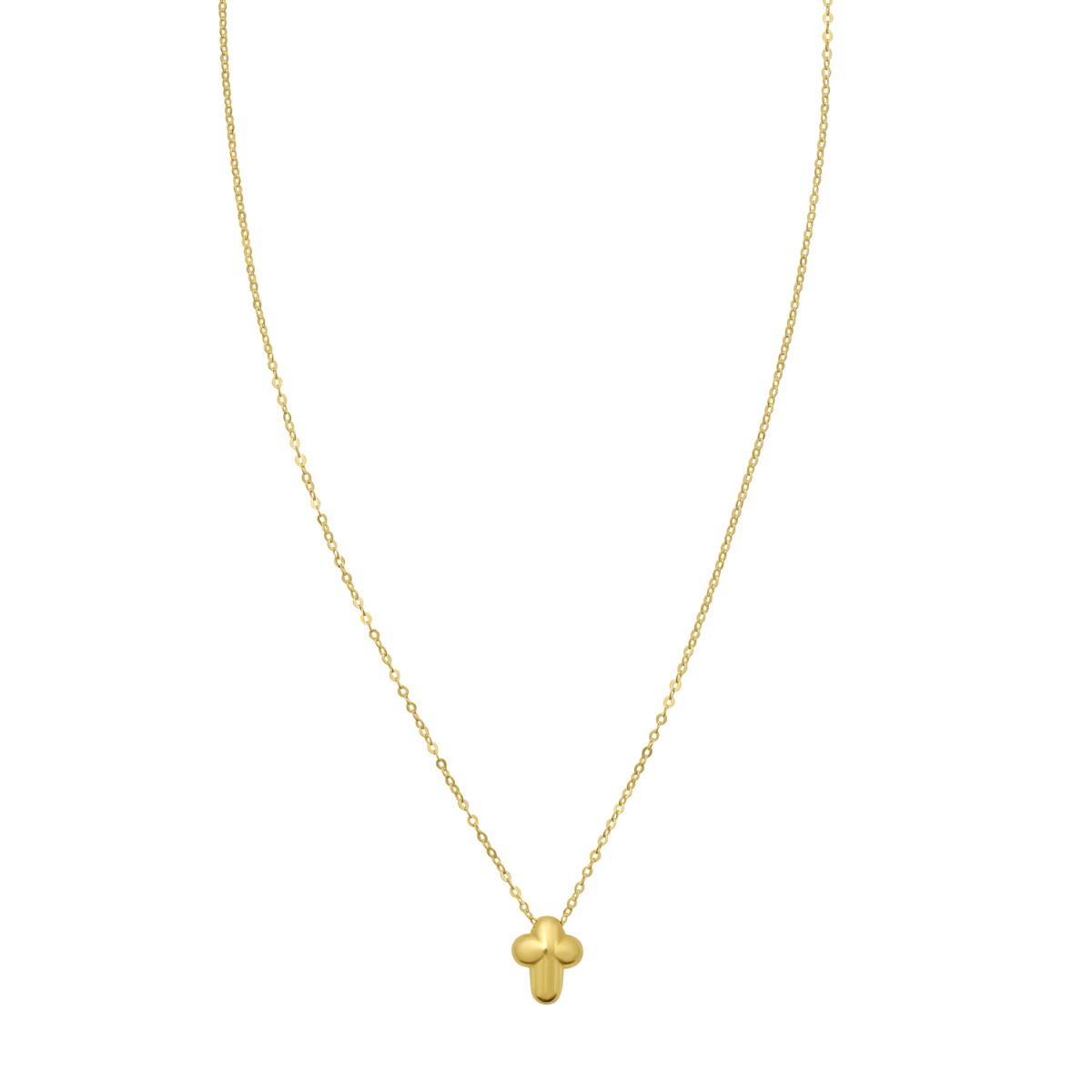 14K Puffed Mini Cross Pendant