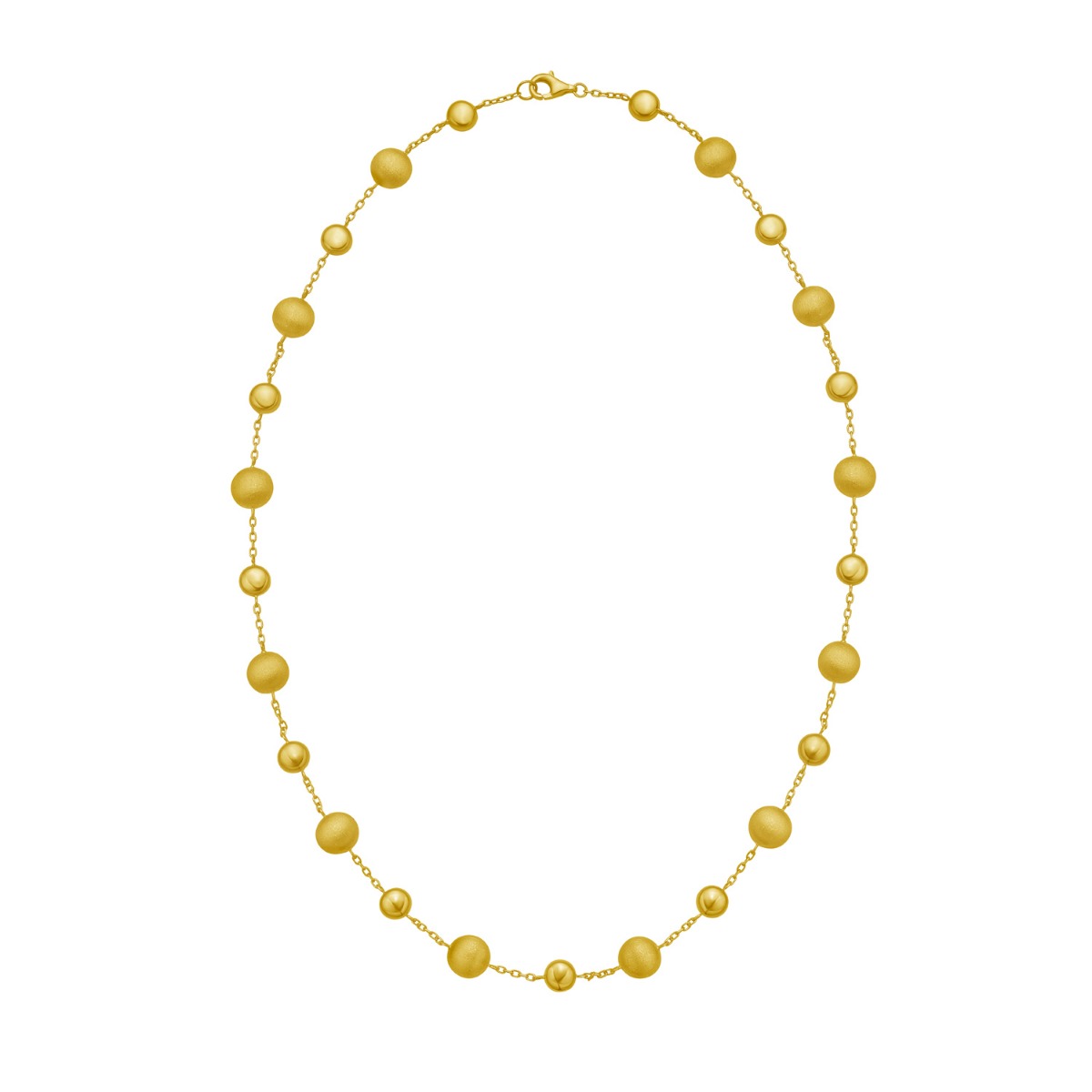 14K Polished/Satin Pebble Links Necklace