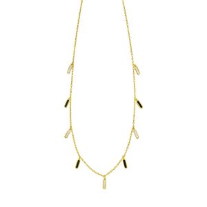 14K Onyx & MOP Inlay Station Necklace