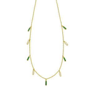14K Malachite & MOP Inlay Station Necklace