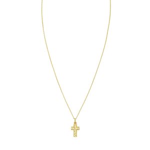 14K Diamond-Cut Cross Necklace