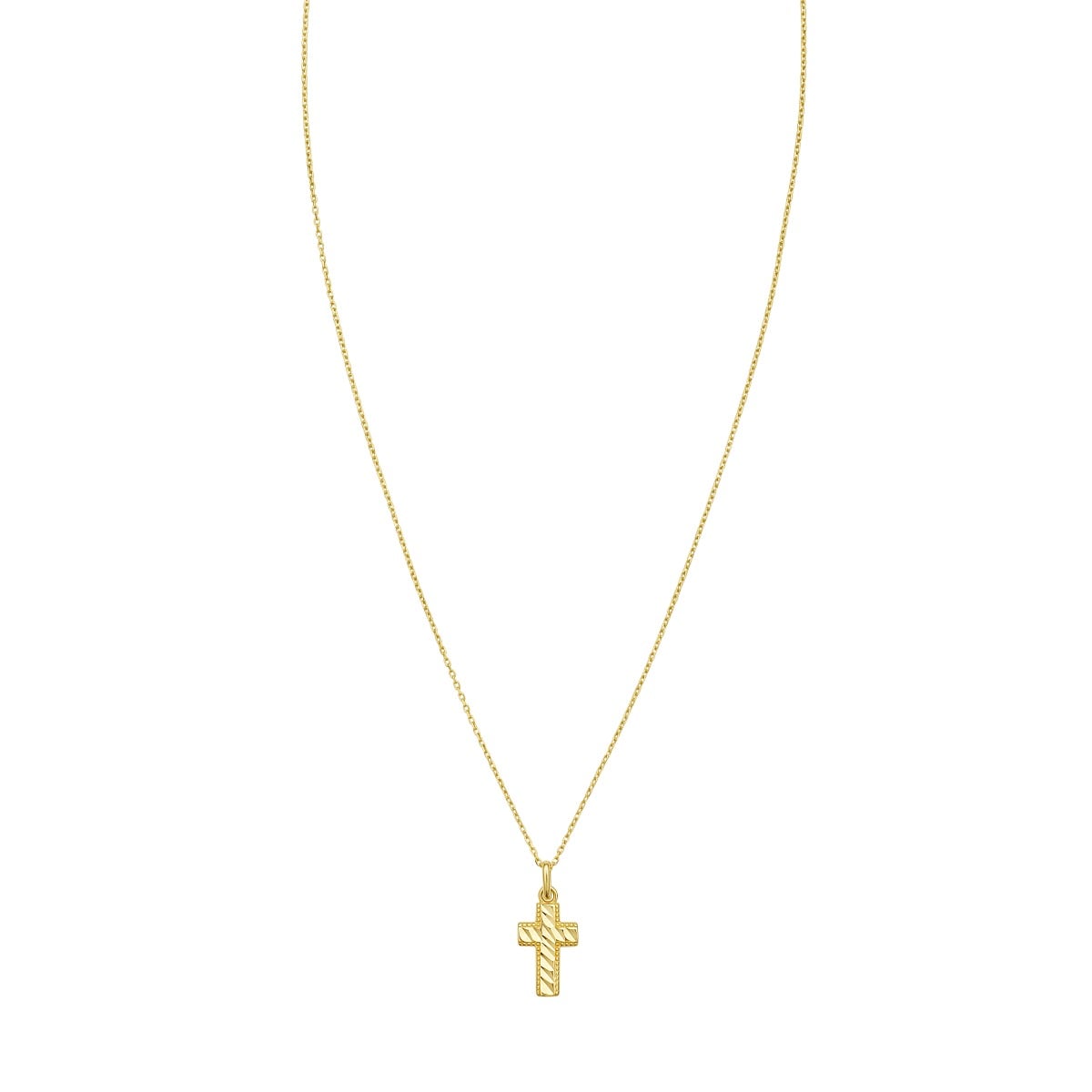 14K Diamond-Cut Cross Necklace