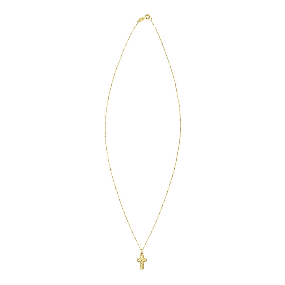 14K Diamond-Cut Cross Necklace