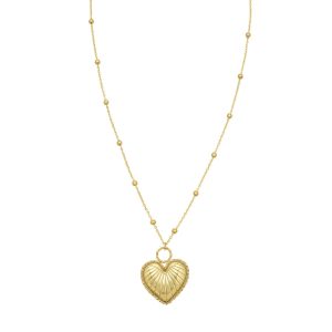 14K Vintage Puffed Heart Necklace
