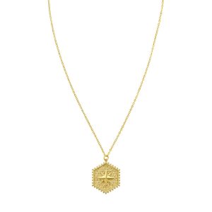 14K North Star Hexagon Necklace