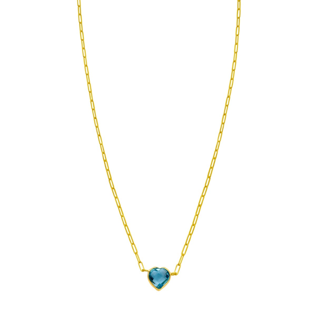 14K Blue Topaz Heart Necklace