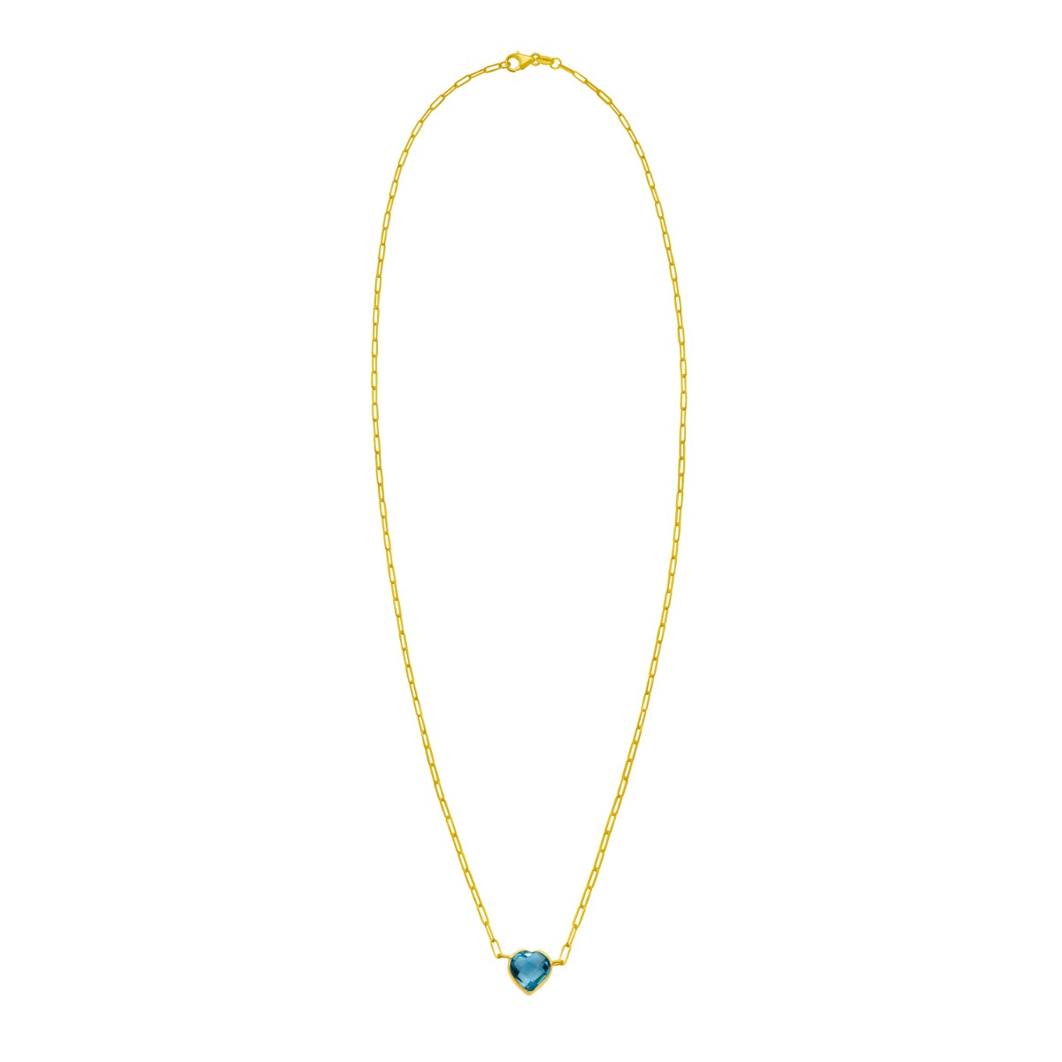 14K Blue Topaz Heart Necklace