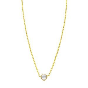 14K White Topaz Heart Necklace