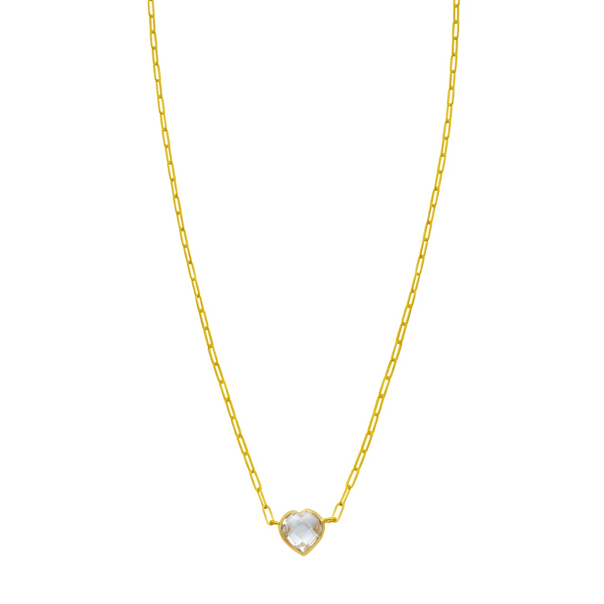 14K White Topaz Heart Necklace