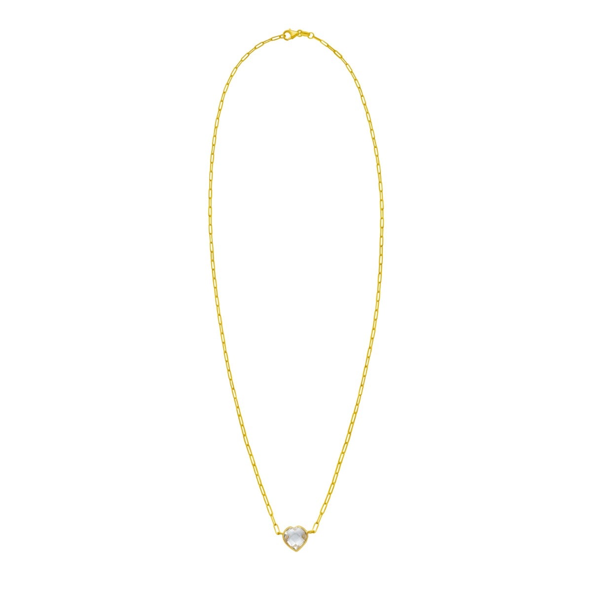 14K White Topaz Heart Necklace