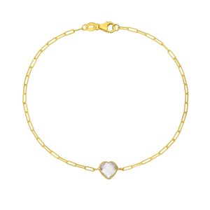 14K White Topaz Heart Bracelet