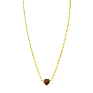 14K Garnet Heart Necklace