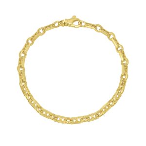 14K Gold Rectagular Railroad Link Bracelet